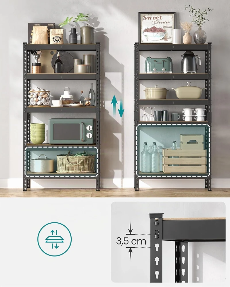 SONGMICS didelio atsparumo sandėliavimo stelažas, 5 lentynos, 30 x 75 x 150 cm, GLR300B01