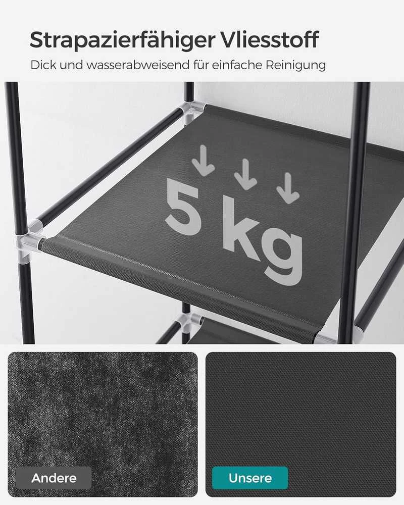 Songmics Audinys drabužių spinta 170 x 88 cm juoda