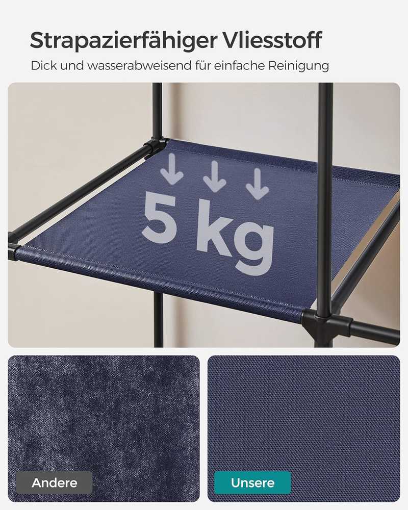 SONGMICS drabužių spinta su 1 skersiniu, 6 lentynomis, tamsiai mėlyna, 88 × 45 × 168 cm, RYG084I02