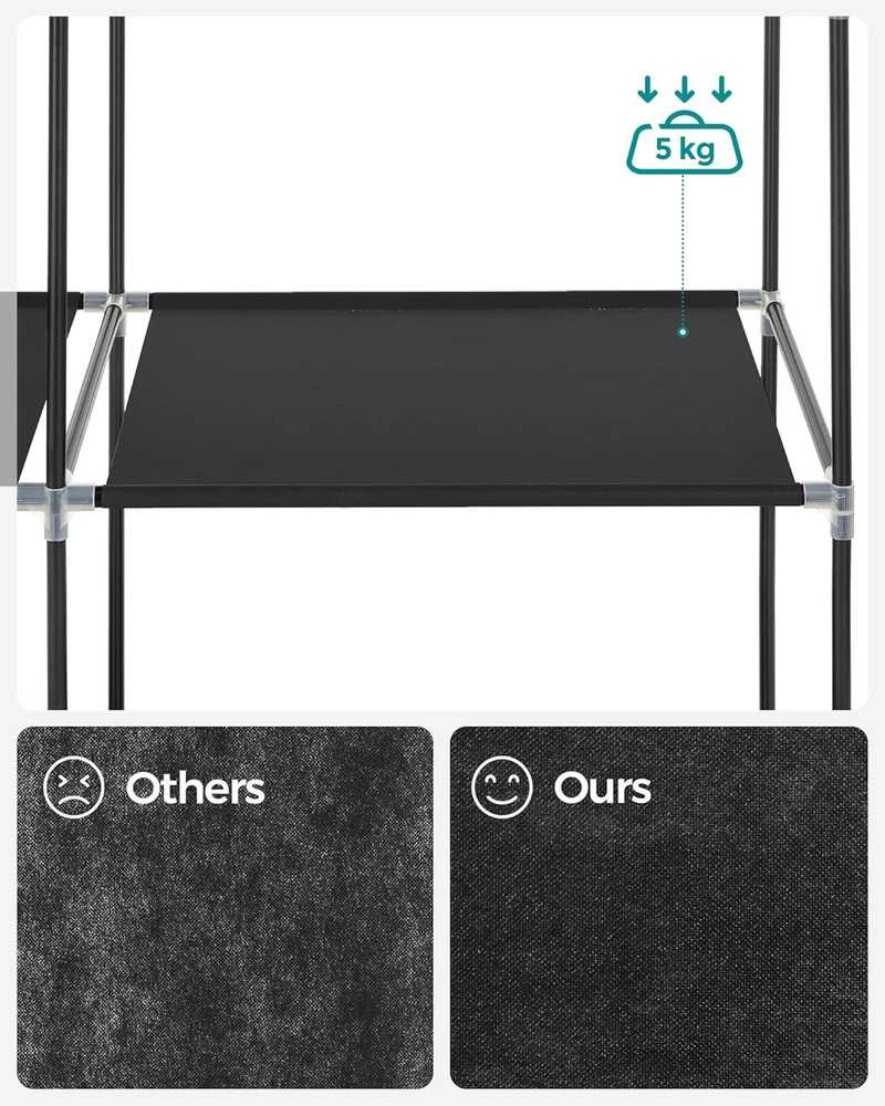 SONGMICS drabužių spinta su 1 skersiniu ir 6 lentynomis, 105 × 45 × 168 cm, juoda, RYG085B02