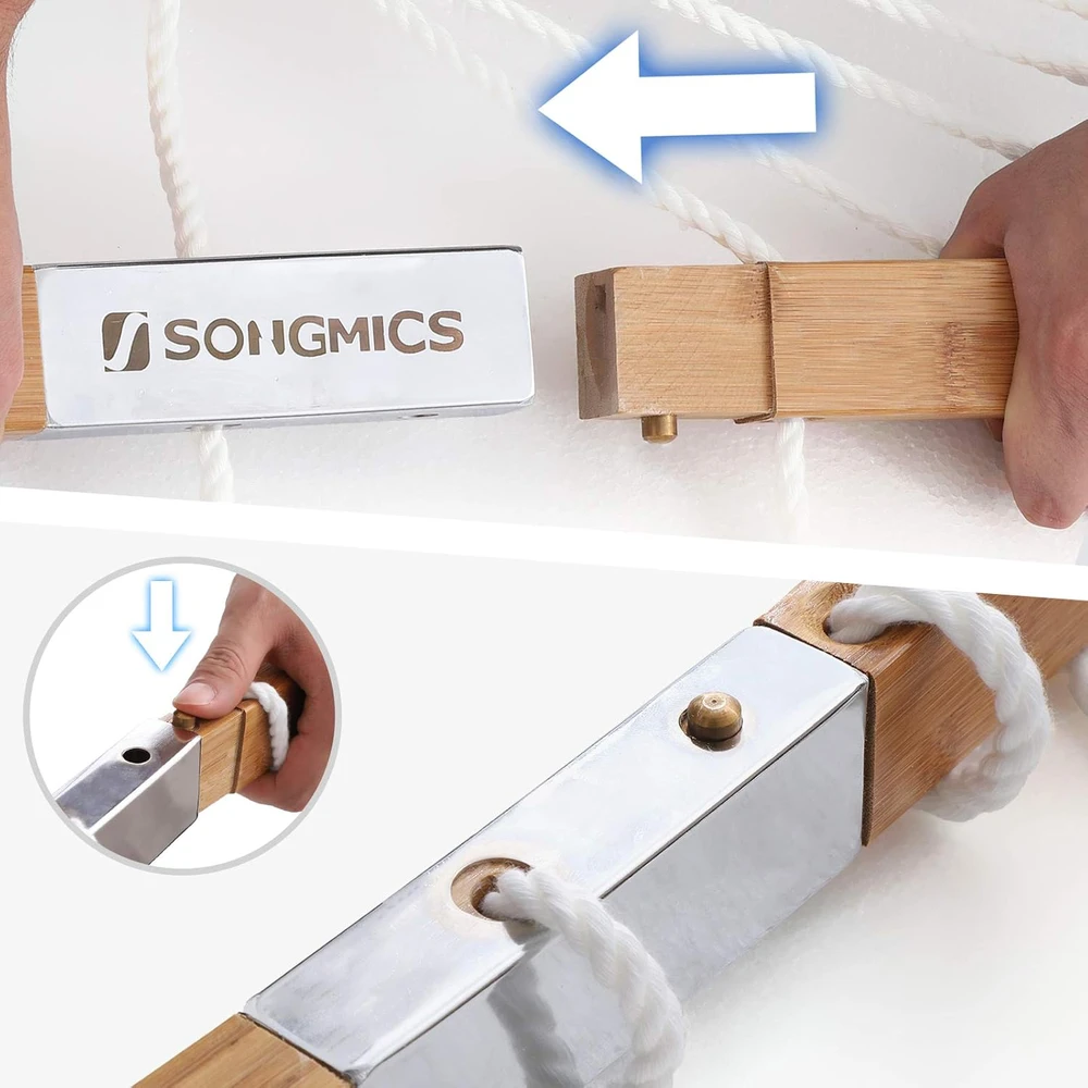 Songmics Hamakas 2 asmenims mėlynai smėlio spalvos