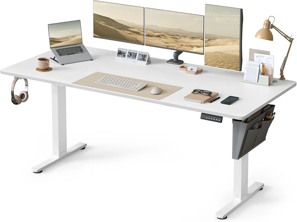 Songmics Reguliuojamo aukščio elektrinis rašomasis stalas 180 x 80 cm debesų spalvos
