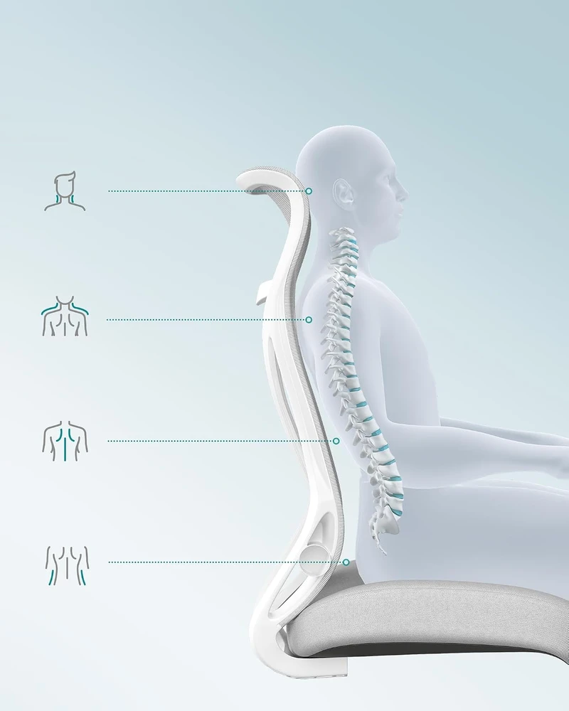 SONGMICS ergonominė biuro kėdė su galvos atrama, iki 150 kg, OBN088GD01
