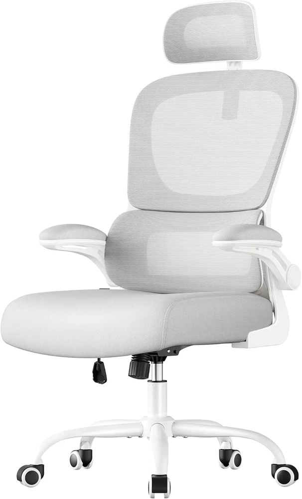 Songmics Ergonomiška biuro kėdė su tinkliniu audiniu ir atlenkiamais porankiais
