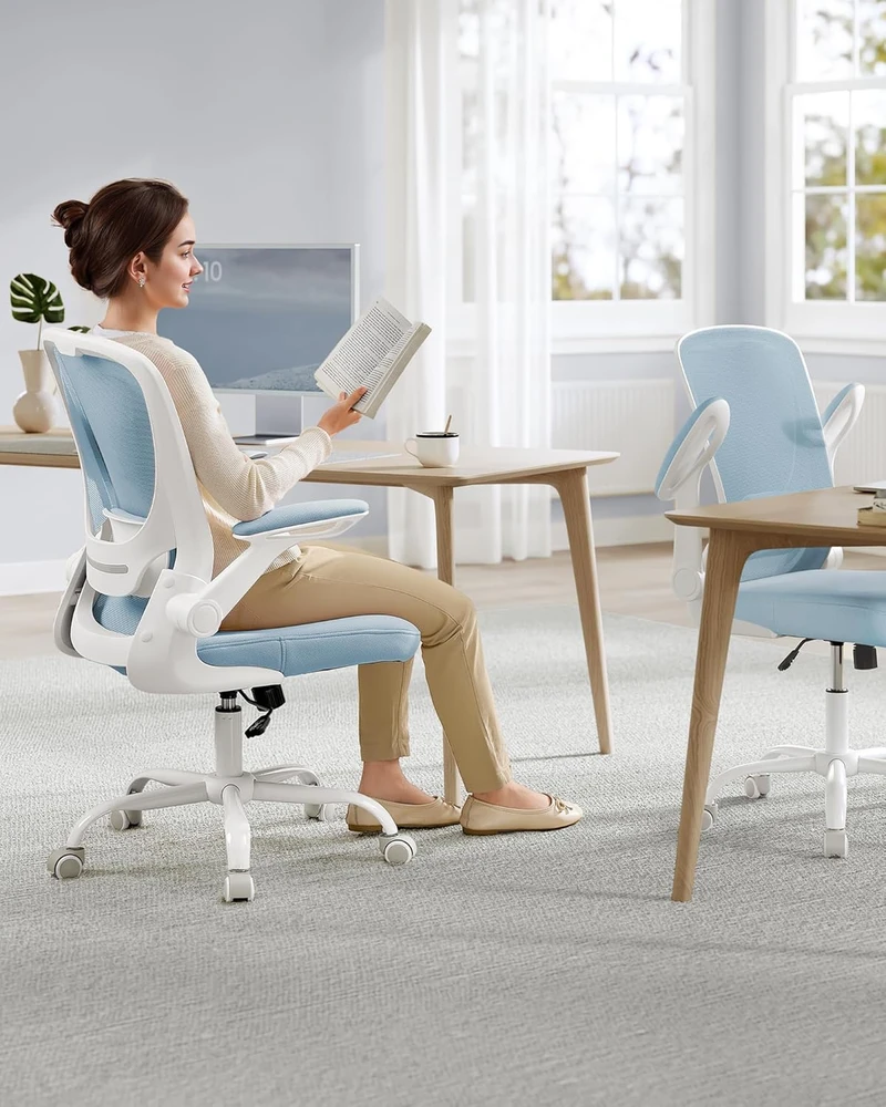 SONGMICS ergonominė biuro kėdė su reguliuojamu atlošu, porankiais ir plačia sėdyne 53 cm OBN037Q01