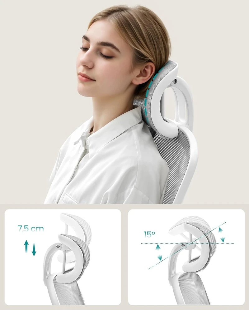 Songmics Ergonomiška biuro kėdė su tinkleliu ir atlošu balandžių pilkos spalvos