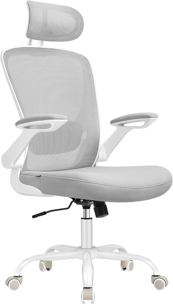 Songmics Ergonomiška biuro kėdė su tinkleliu ir atlošu balandžių pilkos spalvos