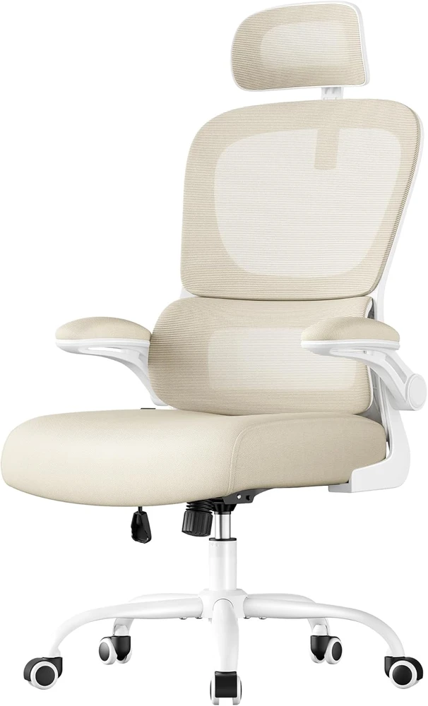 Songmics Ergonomiška biuro kėdė su tinkliniu audiniu ir sulankstomais porankiais