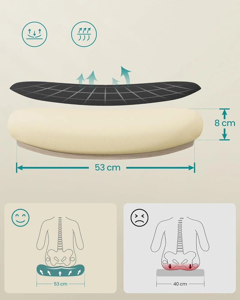 SONGMICS ergonominė biuro kėdė su tinkline atlošu, reguliuojama sėdimos dalies aukščiu, sulankstomais porankiais OBN37WT