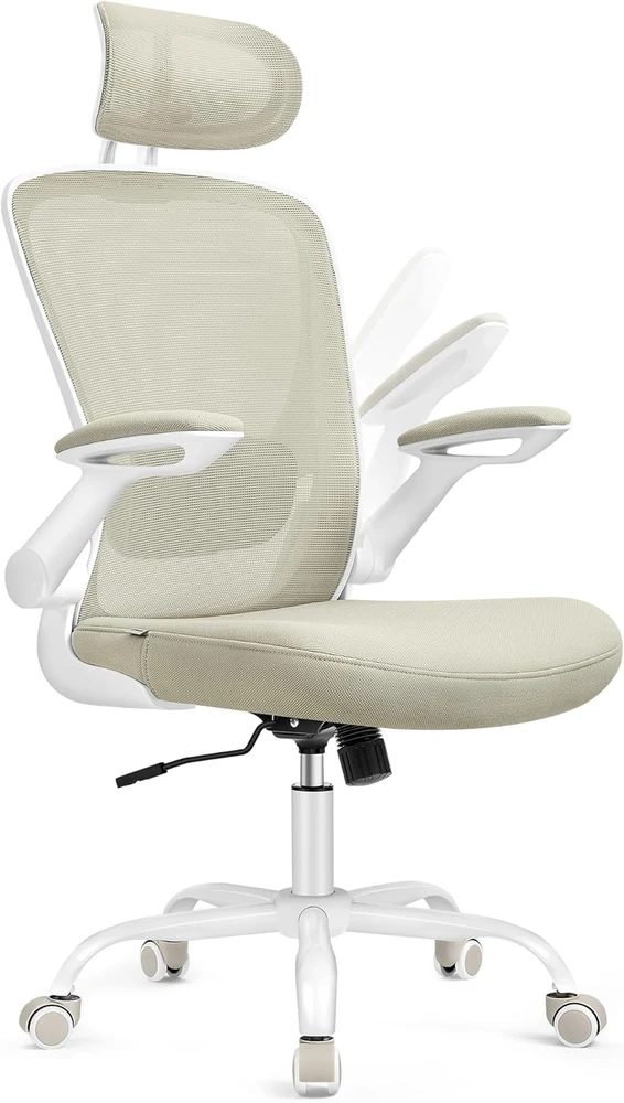 Songmics Ergonomiška biuro kėdė su tinkleliu cappuccino beige