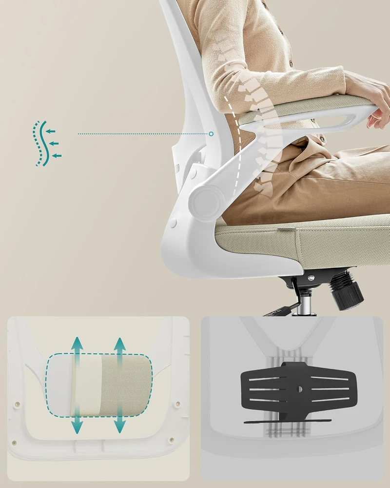 Songmics Ergonomiška biuro kėdė su tinkleliu cappuccino beige