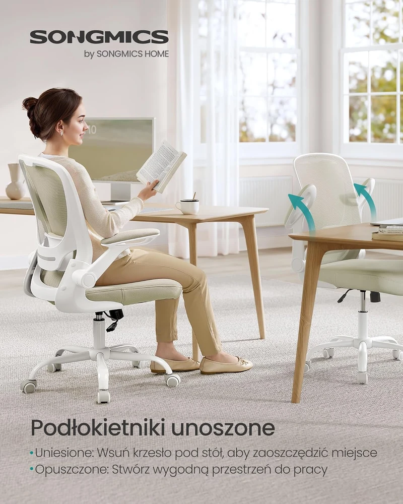 Songmics Biuro kėdė su tinkliniu apmušalu ir paminkštinta juosmens atrama