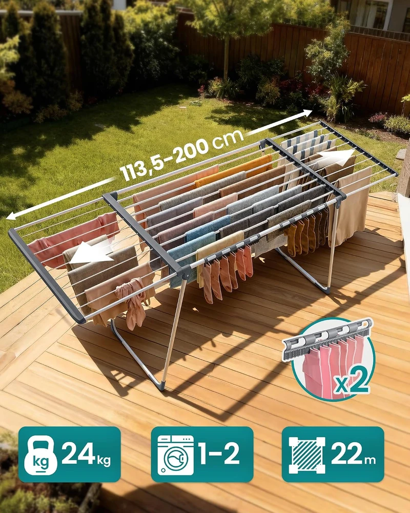 SONGMICS išskleidžiama ir sulankstoma drabužių džiovyklė iki 24 kg LLR522WK01