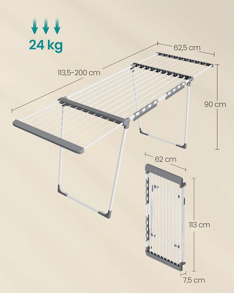SONGMICS išskleidžiama ir sulankstoma drabužių džiovyklė iki 24 kg LLR522WK01