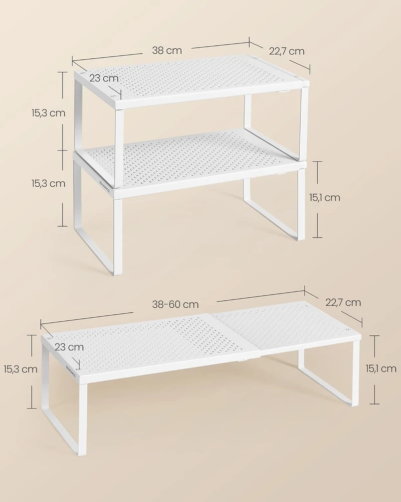 SONGMICS ištraukiama metalinė prieskonių lentyna, 2 vnt., 38–60 cm, B0F89YBBJP