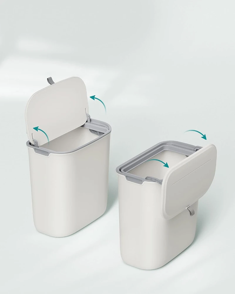 SONGMICS kabinama virtuvės šiukšliadėžė 9 l su sandariu dangčiu, balta LTB820W9