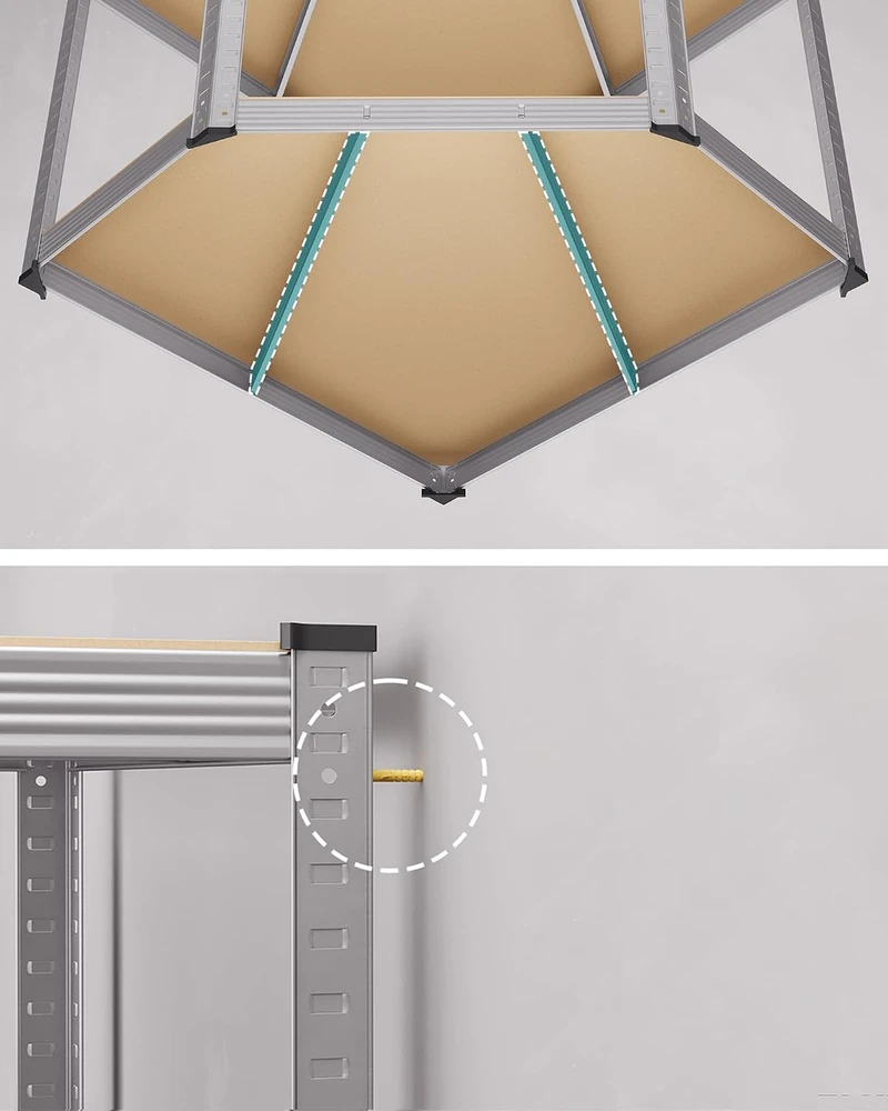 SONGMICS kampinis metalinis stelažas su 4 lentynomis, 160 x 160 x 160 cm, GLR056E03