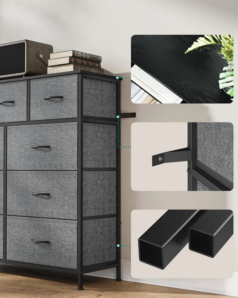 SONGMICS komoda BELLAH su 9 stalčiais, 95.2 x 98.8 x 30 cm, LGS324G101