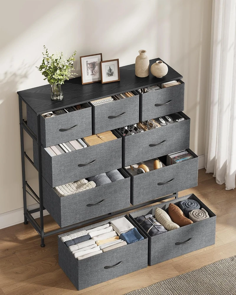 SONGMICS komoda BELLAH su 9 stalčiais, 95.2 x 98.8 x 30 cm, LGS324G101