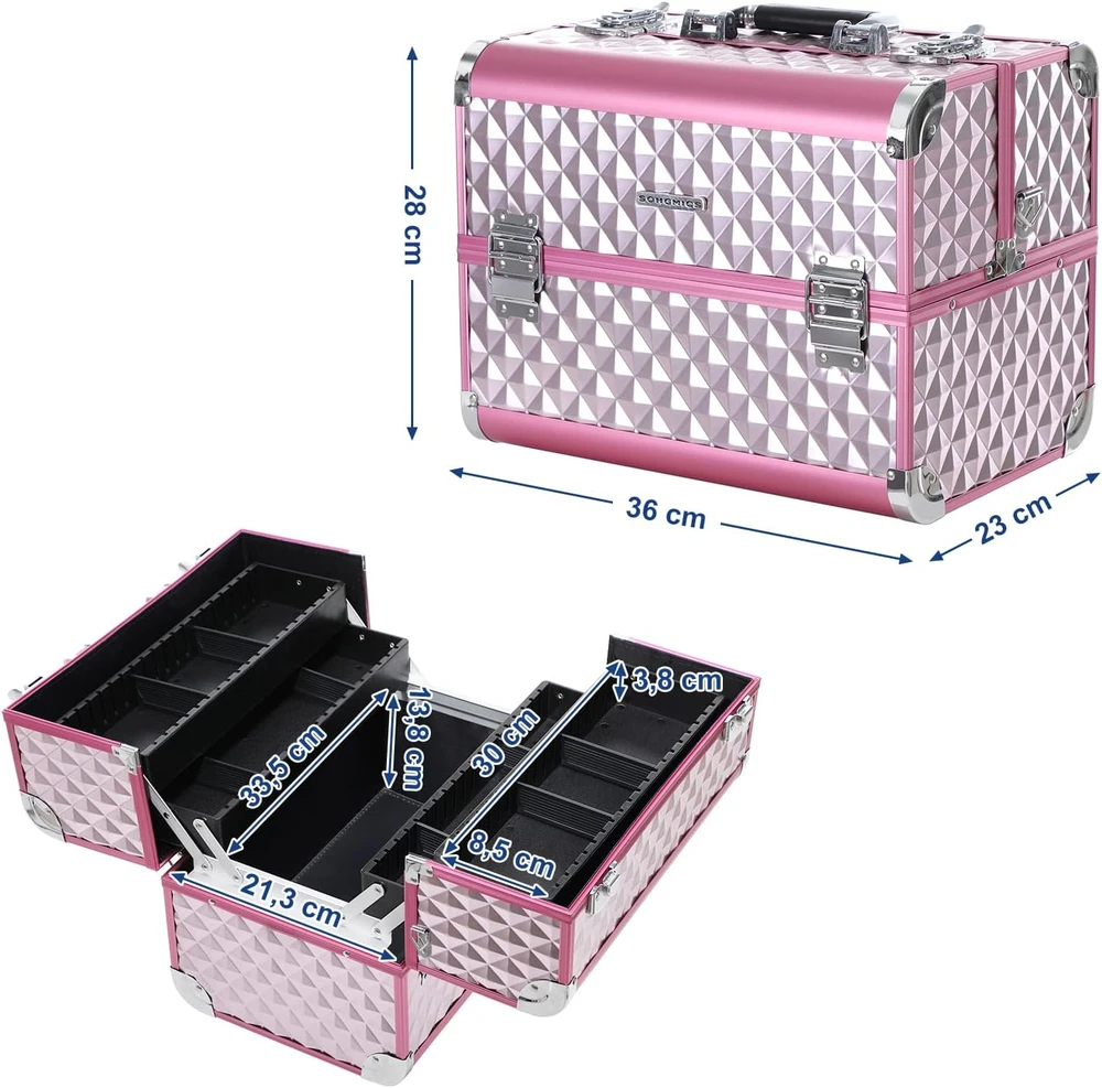 Songmics Kosmetikos dėklas rožinis-sidabrinis