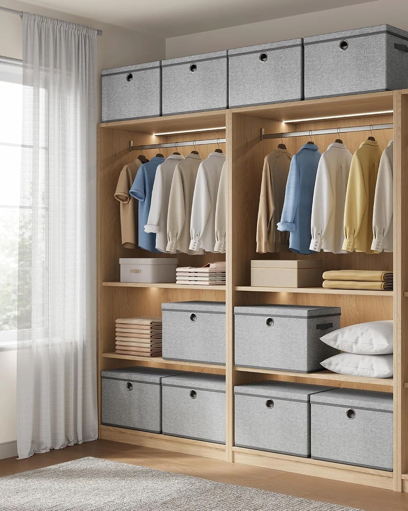 SONGMICS laikymo dėžių rinkinys su dangčiais, 3 vnt., 43 x 30 x 30 cm, LLR703G01