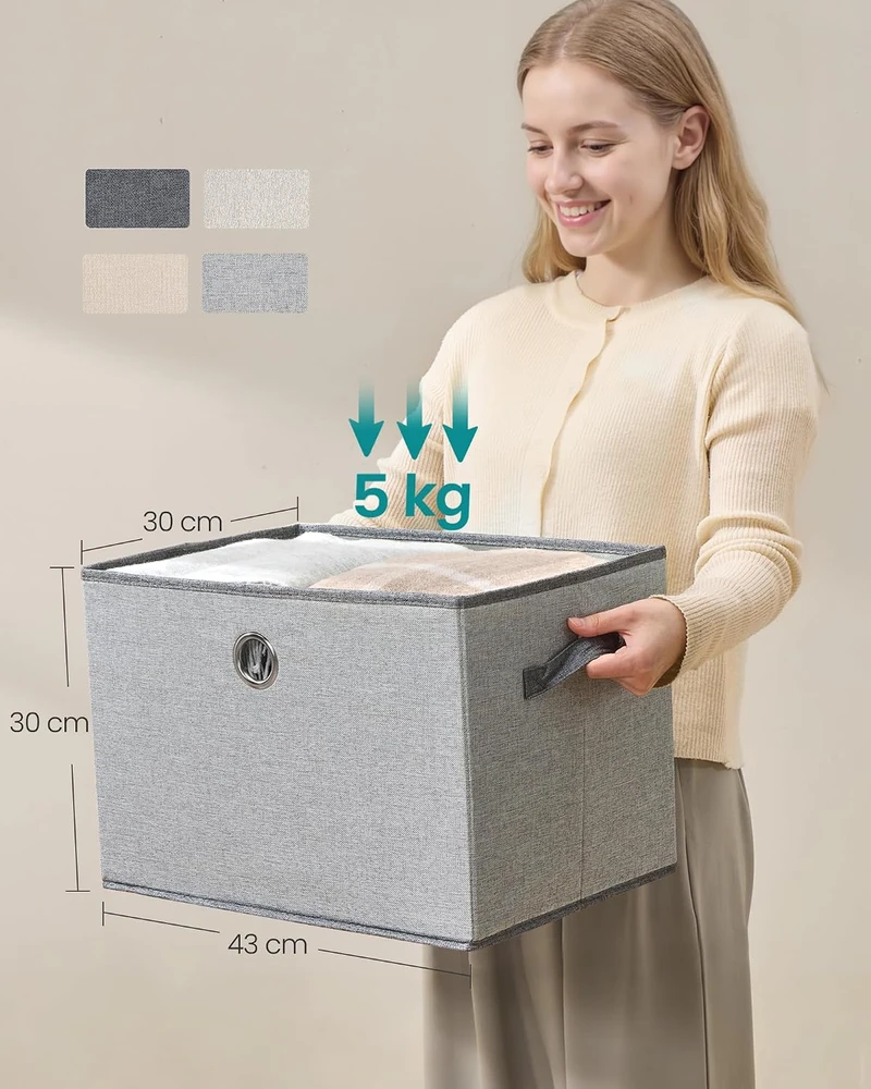 SONGMICS laikymo dėžių rinkinys su dangčiais, 3 vnt., 43 x 30 x 30 cm, LLR703G01