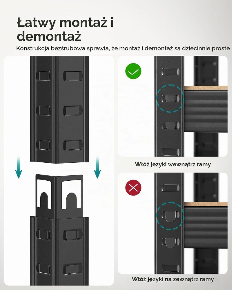 SONGMICS laisvai pastatomas sandėliavimo stelažas su 5 reguliuojamomis lentynomis, 875 kg, GLR040BZ05