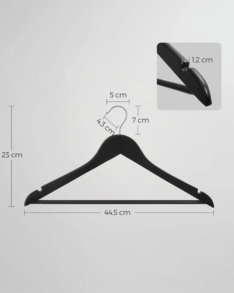 SONGMICS medinės drabužių ir kostiumų pakabos, 80 vnt., su 360° pasukamu kabliu