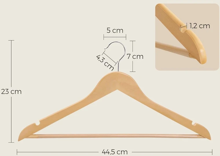 SONGMICS medinės drabužių pakabos, 20 vnt., su 360° pasukamu kabliu CRW001-20