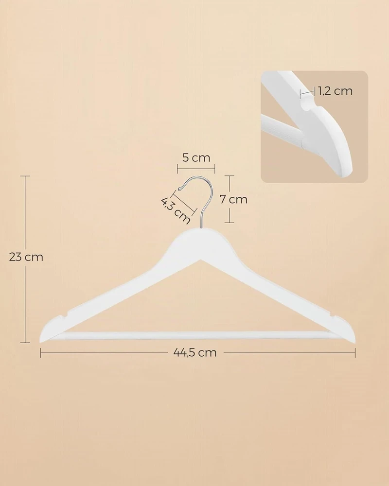SONGMICS medinės drabužių pakabos 80 vnt., iki 5kg, 44.5 x 23 cm