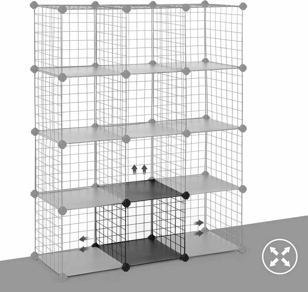 Songmics metalinė modulinė lentyna su 12 skyrių, juoda, 93 x 123 x 31 cm, LPI34H