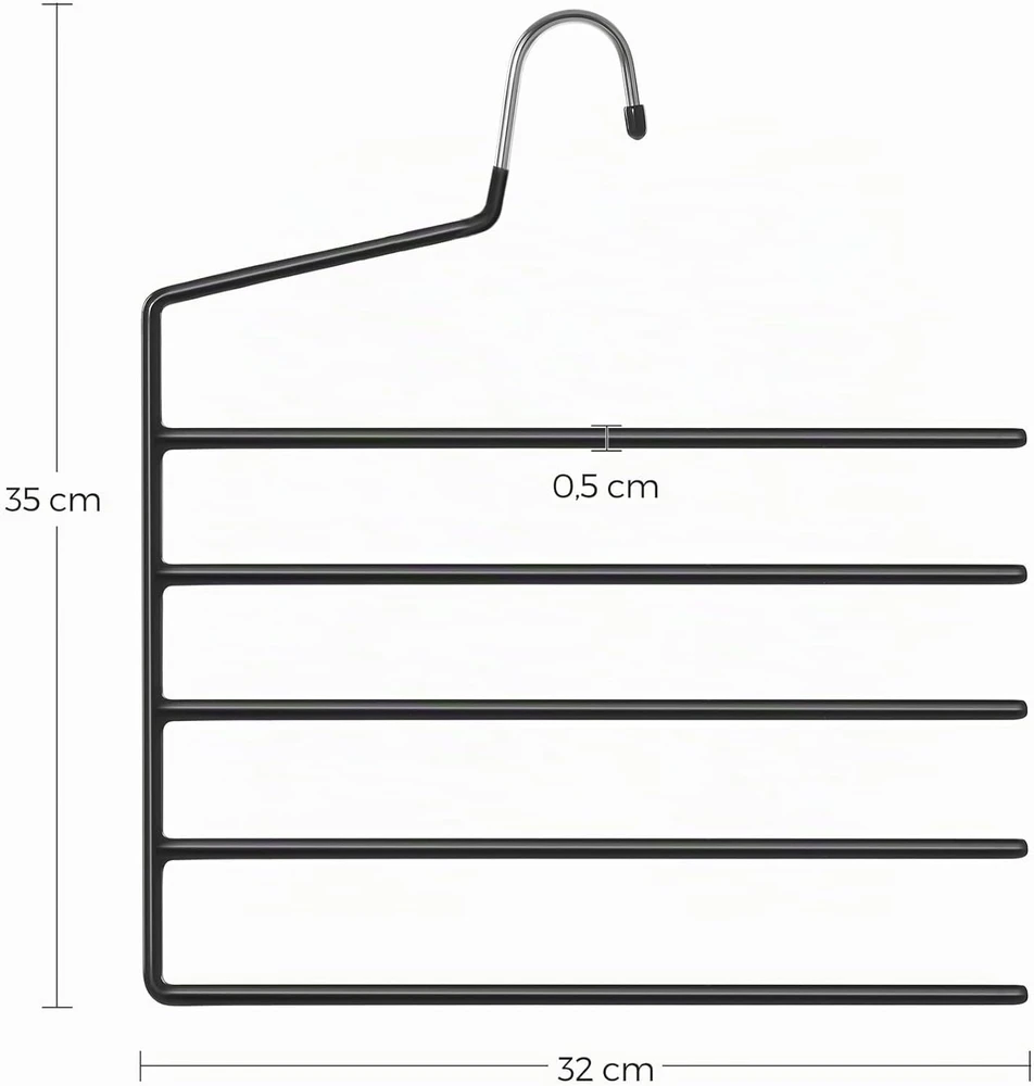 SONGMICS metalinės 5 lygių kelnių pakabos su neslystančia PVC danga, 4 vnt.