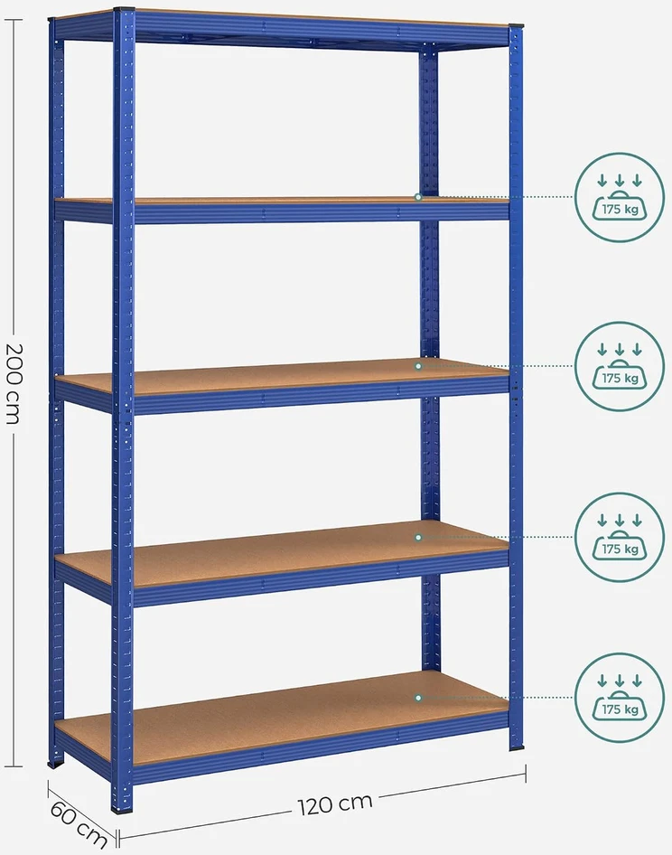 SONGMICS metalinės sandėliavimo lentynos, 2 vnt., 60 x 120 x 200 cm, 875 kg, GLR060Q02