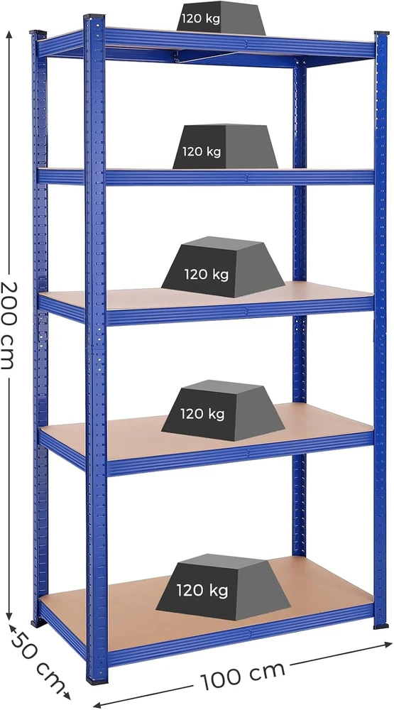 SONGMICS metaliniai sandėliavimo stelažai, 2 vnt., 5 lentynos, 600 kg, GLR050Q02