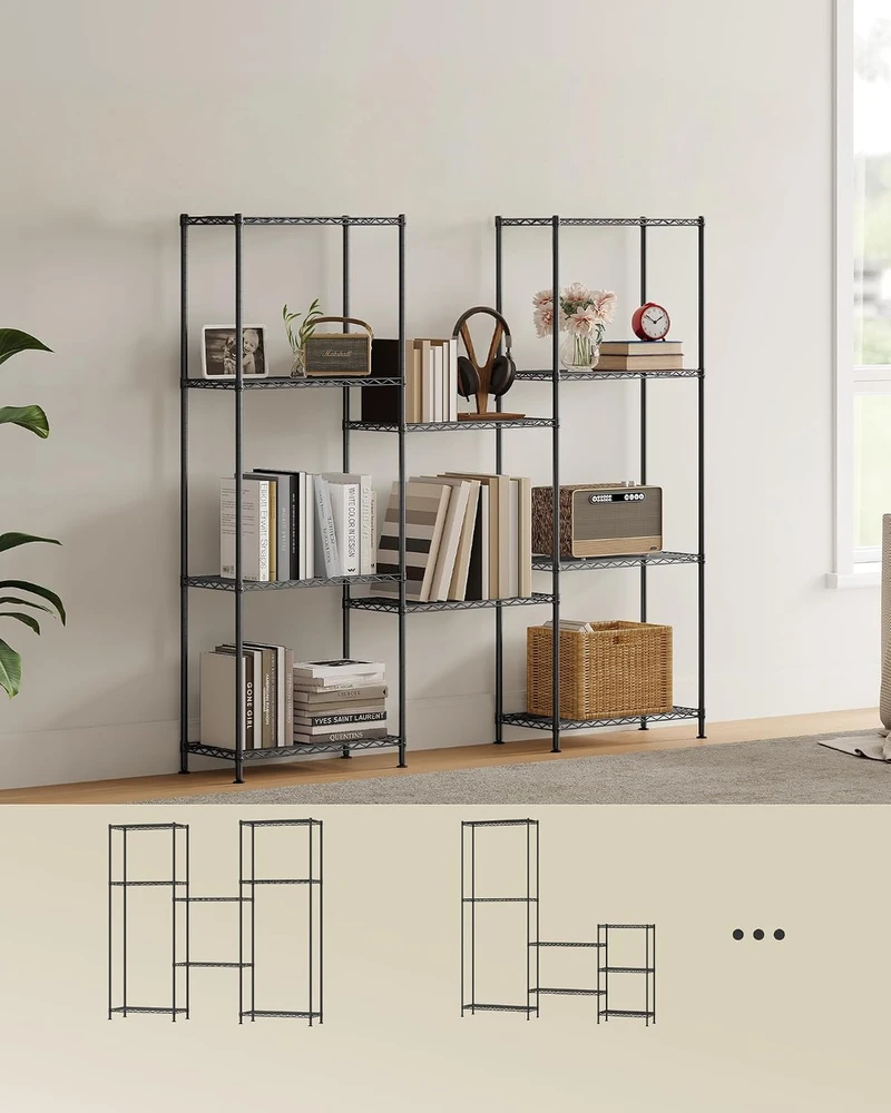 SONGMICS metalinis sandėliavimo stelažas su 5 reguliuojamomis lentynomis 30 x 60 x 161 cm LGR165BH01