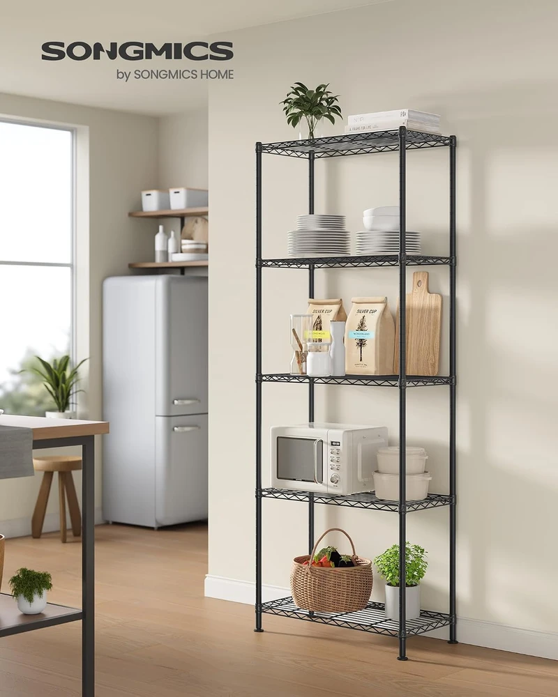 SONGMICS metalinis sandėliavimo stelažas su 5 reguliuojamomis lentynomis 30 x 60 x 161 cm LGR165BH01