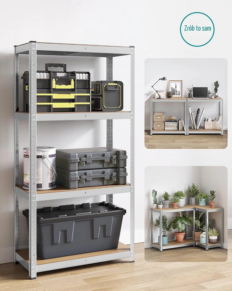 SONGMICS metalinis sandėliavimo stelažas su 4 reguliuojamomis lentynomis 40 x 80 x 160 cm GLR044E01