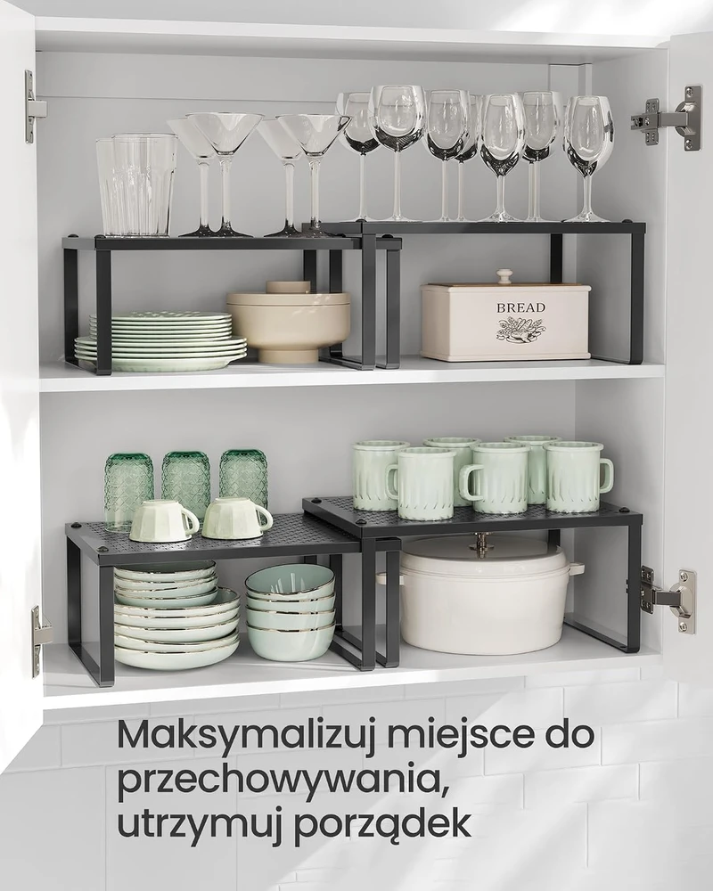 SONGMICS metalinių prieskonių lentynėlių rinkinys, 4 vnt., išplečiamas