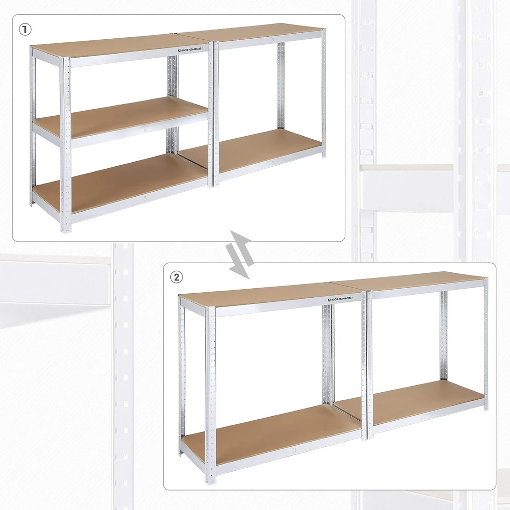 SONGMICS metalinių sandėliavimo lentynų komplektas 2 vnt., 180 x 90 x 40 cm, GLR80SV