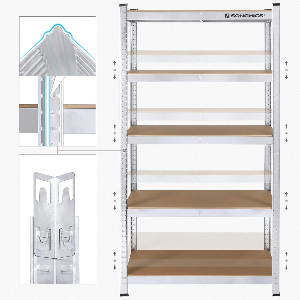 SONGMICS metalinių sandėliavimo lentynų komplektas 2 vnt., 180 x 90 x 40 cm, GLR80SV