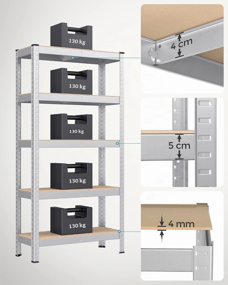 SONGMICS metalinių sandėliavimo lentynų rinkinys, 2 vnt., 5 lentynos, 650 kg, GLR030E02