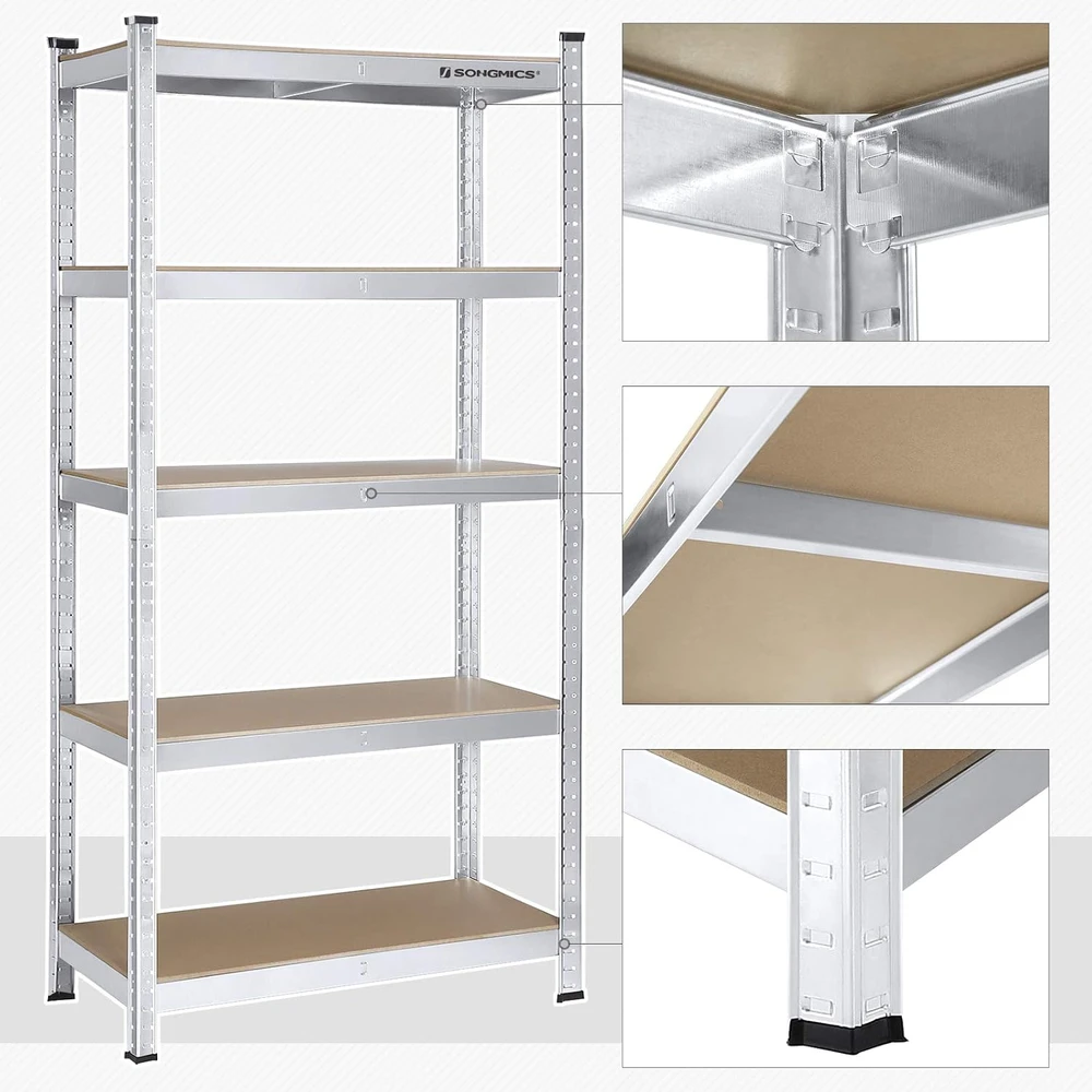 SONGMICS metalinių sandėliavimo lentynų komplektas 2 vnt., 180 x 90 x 40 cm, GLR80SV