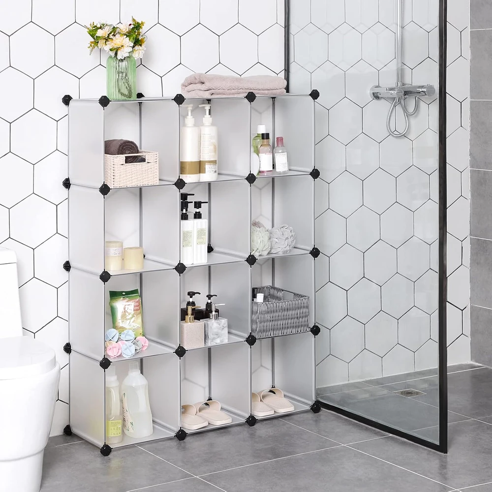 SONGMICS modulinė plastikinė lentyna su 12 skyrių, 93 x 31 x 123 cm, LPC34L