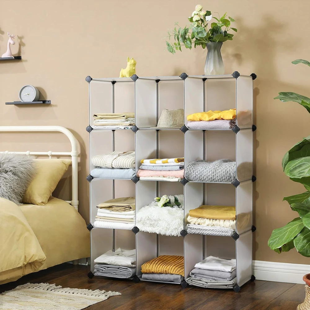 SONGMICS modulinė plastikinė lentyna su 12 skyrių, 93 x 31 x 123 cm, LPC34L