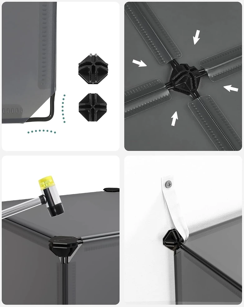 SONGMICS modulinė plastikinė lentyna su 16 skyrių, 123 x 31 x 123 cm, LPC442G01