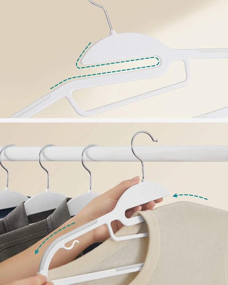 Songmics Drabužių pakabos plastikinės 20 vnt baltos spalvos