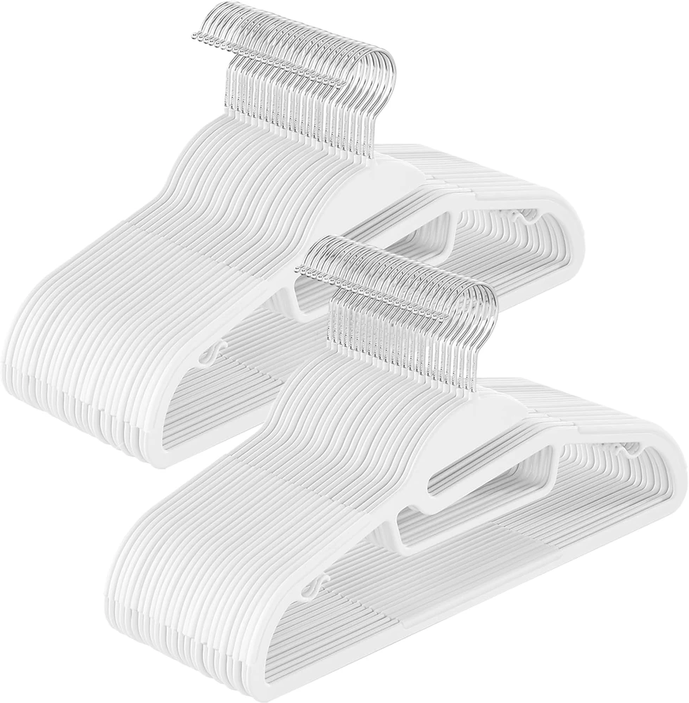 Songmics Drabužių pakaba plastikinė neslidi, taupanti vietą balta