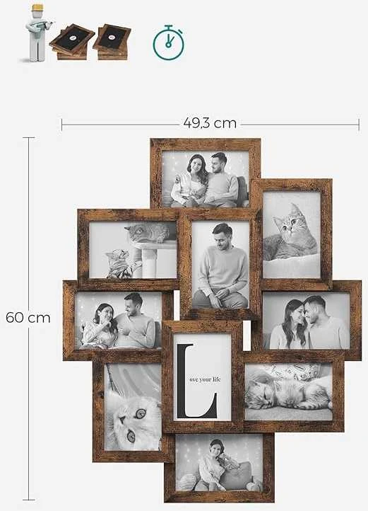 Nuotraukų rėmelis SONGMICS Nuotraukų koliažas, skirtas 10x15 cm nuotraukoms
