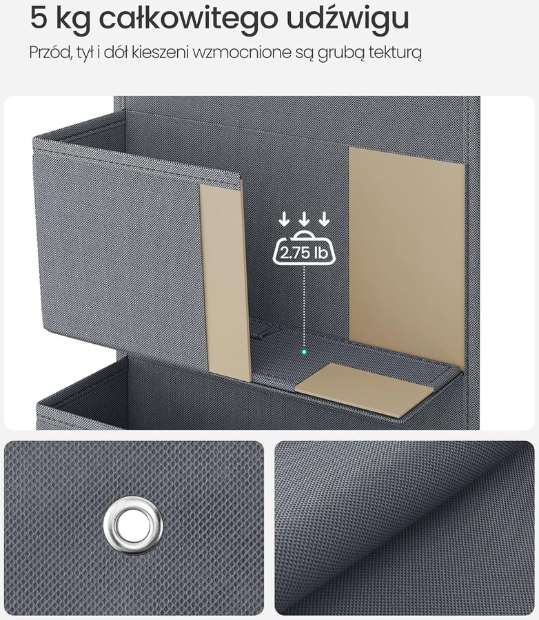 SONGMICS pakabinamas durų organizatorius su 4 kišenėmis, 33,5 x 12 x 100 cm RDH004B01