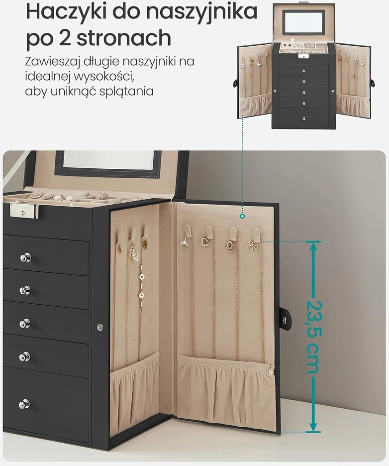 Songmics 6 lygių papuošalų dėžutė